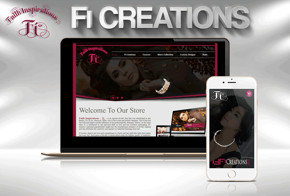 a responsive mockup on our client 'FI Creations'