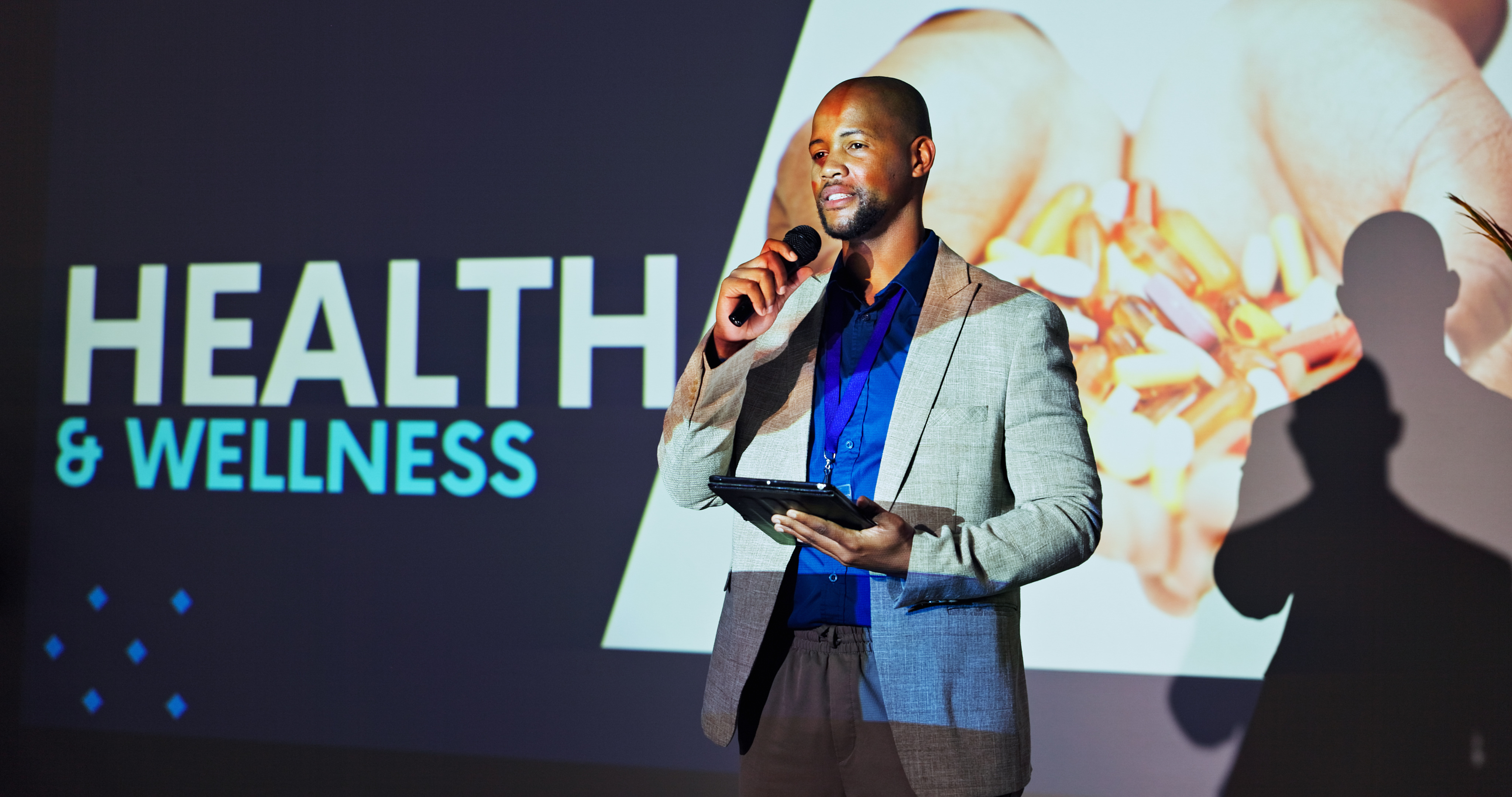 Event speaker presenting health education