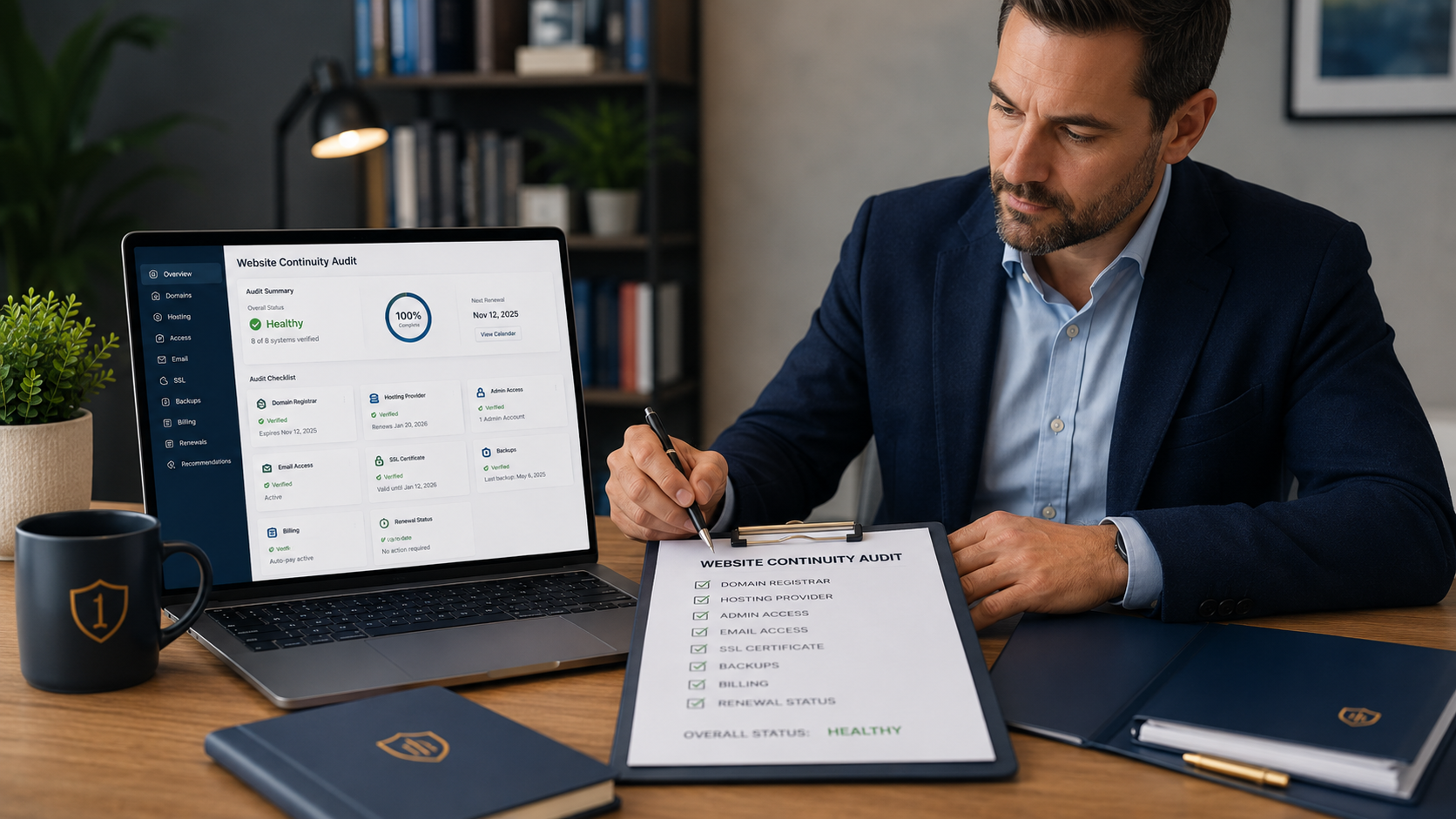 Website continuity audit package for domain hosting backups and access risk