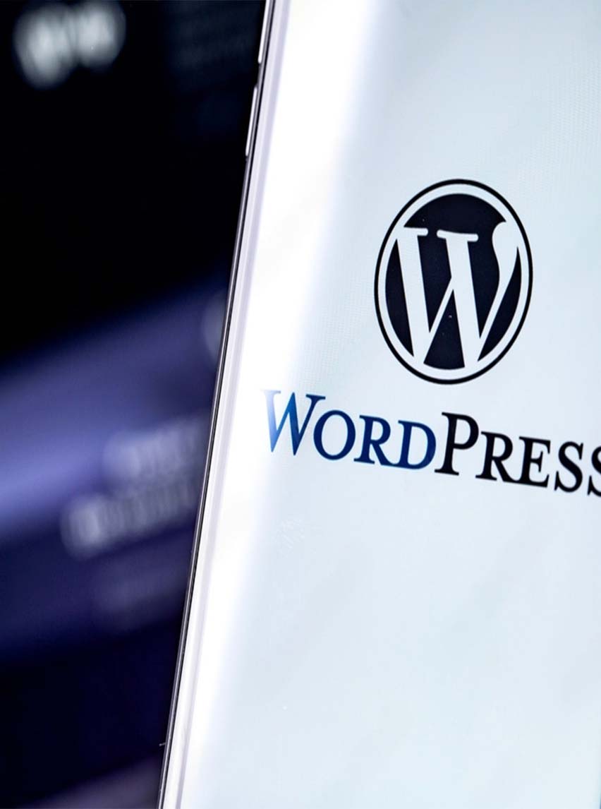 WordPress logo on mobile screen